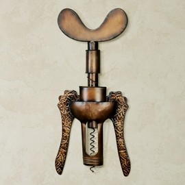 Touch of Class Antique Corkscrew Metal Wall Art Burnished Gold | Wine Bottle Opener Decor for Bar, Bedroom, Living Room, Kitchen