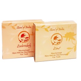 Indian Incense Cones Soul of India Set of 2 Cedarwood and Cinnamon 1 Pack of 10 Cones