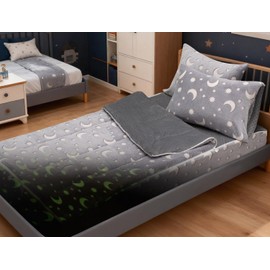 A Nice Night Starry All-in-One Plush Zipper Bedding Set, Twin for Kids
