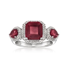 Ross-Simons 3.40 ct. t.w. Ruby Ring in Sterling Silver. Size 9