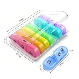 Mmaxboss Pastillero Semanal 3 En inglés, Organizador de Pastillas Semanal, Organizador de Pastilla con Capacidad Grande para 7 Días, 21 Grid Large Capacity Pastillero de Viaje Caja