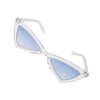 Komonee Triangular Cat Eye Sunglasses Clear Frame Blue Lens Tint
