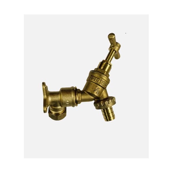 UKDD® Outdoor Garden Tap 1/2" BSP Bib Tap with 15mm Brass Wall Plate Elbow WRAS Approved
