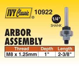 IVY Classic 10922 Arbor Assembly with Ball Bearing for Three-Wing Slotted Cutter, 1/4" Shank, 1/Hang Tab