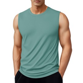 MAGNIVIT Mens Workout Tank Cotton Sleeveless Shirts for Men Gym Lightweight Shirts Work Out Quick Dry Shirts Mens Tank GrayGreen
