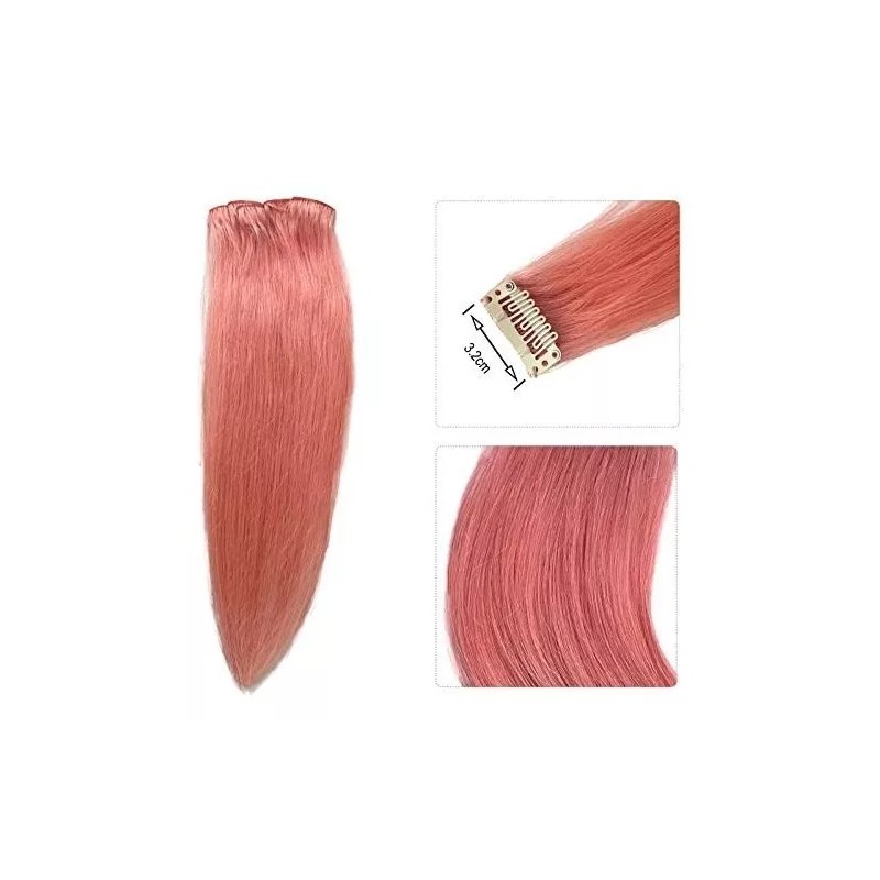 QNI-LMB Extensiones De Cabello Color Pink - Cabello 100% Natural