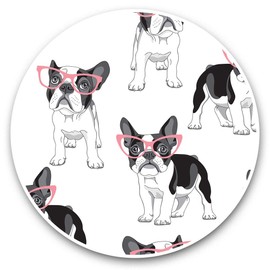 2 x 7.5cm Vinyl Stickers - Cute Boston Terrier Dog Pattern Pink Glasses Decals 44763
