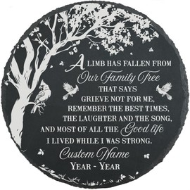 Custom Memorial Slate Stone, A Limb Has Fallen from The Family Tree Stone, Remembrance Gift Sympathy Gift, Memorial Stones for Loved Ones Outside, Memorial Plaque, Memorial Stones (Round)