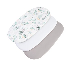 Medi Partners Set of 3 pcs. Fitted Sheet Pram 86 x 40 cm 100% Cotton Mattress Protector Baby