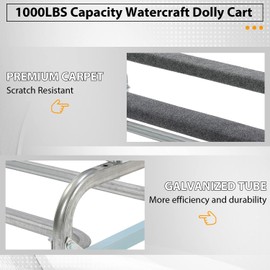 HECASA Personal Watercraft Jet Ski Dolly Stand Boat Storage Trailer Vehicle Cart for Sea-Doo Yamaha Kawasaki Adjustable Carpeted Bunks W/Four Casters & Two Brakes 1000lbs Capacity