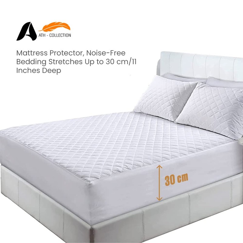 A ATH Collection Poly-Cotton Quilted Mattress Protector Cotton Fabric Pad