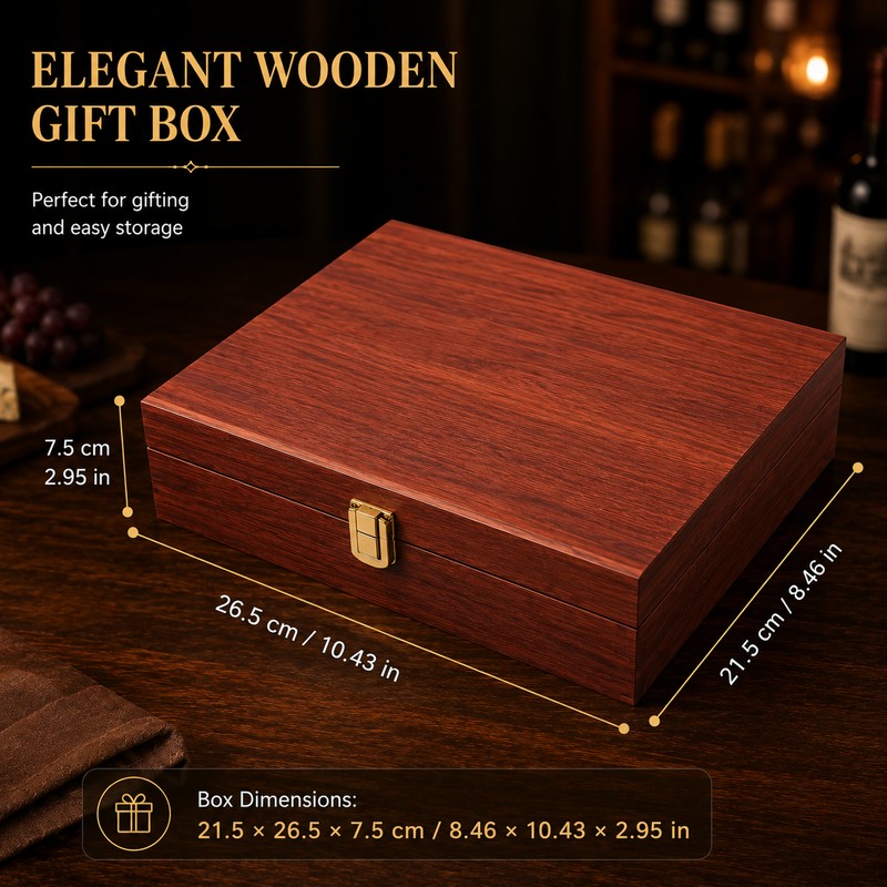 9-Piece Wine Opener Set with Wooden Gift Box – Stainless