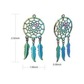 COGCHARGER 10 Pcs Dream Catch Charm Rainbow Color Alloy Big Pendants Woven Net Charm Pendants for Jewelry Necklace Bracelet Earring Making Crafts