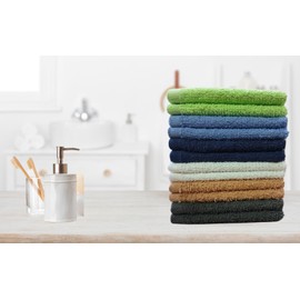 Towel and Linen Mart 100% Cotton - Wash Cloth Set - Pack of 12, Flannel Face Cloths, Highly Absorbent and Soft Feel Fingertip Towels (Multi 12 Mini, Packof 12) 12 x 12