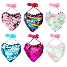 Yuqilin Children's Purse, Pack of 6 Children's Purses Girls Mini Purse Sequins Purse Handbag Girls Party Bag Children's Birthday Children Shoulder Bag, pink, guest gifts