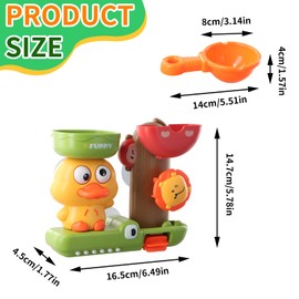 Bath Toy from 1 2 3 4 Years, Bath Toy Baby, Water Toy Children's Bathtub with Suction Cup, Ducks and Lion, Gift for Children's Shower Boys Girls