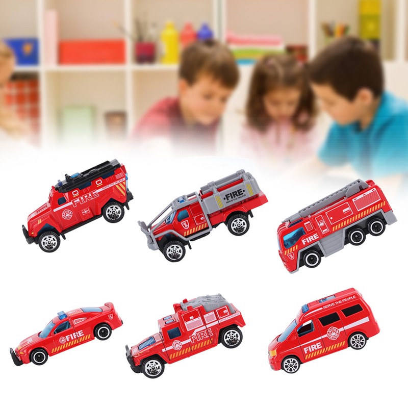 6pcs 1:64 Engineering Car Model Alloy Simulation Vehicle Car Model