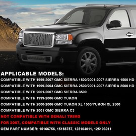 G-PLUS LED DRL Headlights Assembly, Compatible with 1999-2007 GMC Sierra 1500/2001-2007 GMC Sierra 1500 HD Bumper Headlamps, Clear Lens Black Housing Clear Reflector,faros delanteros