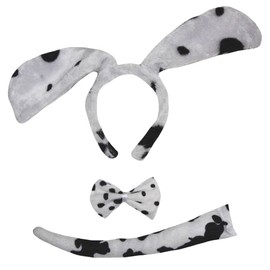Petitebella Long Ear Dog Headband Bowtie Tail 3pc Free Size Costume (One Size, Dalmatians)