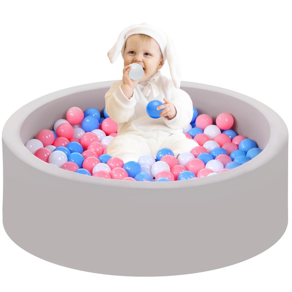 Foam Ball Pit for Toddlers with 200 Balls, Large Baby Ball Pit for Babies with Soft Memory Sponge, Indoor Outdoor Baby Playpen, Kids Play Ball Pool