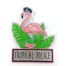 Polizeimemesshop Tropcial Police Fun Textile Patch - Flamingo - Police - Fun Patch - Velcro Patch