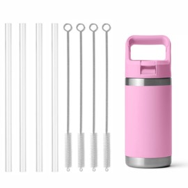 Replacement Straws Compatible with YETI Rambler Jr. 12 oz Kids Bottle-YETI Rambler Kids Straws Replacement-Accessories Set Include 4 BPA-FREE Straws and 4 Straw Cleaning Brush
