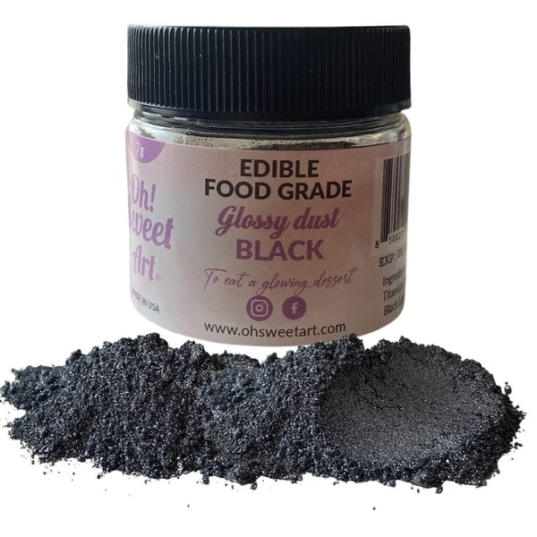 Oh Sweet Art - Polvo brillante comestible (7 g), color negro
