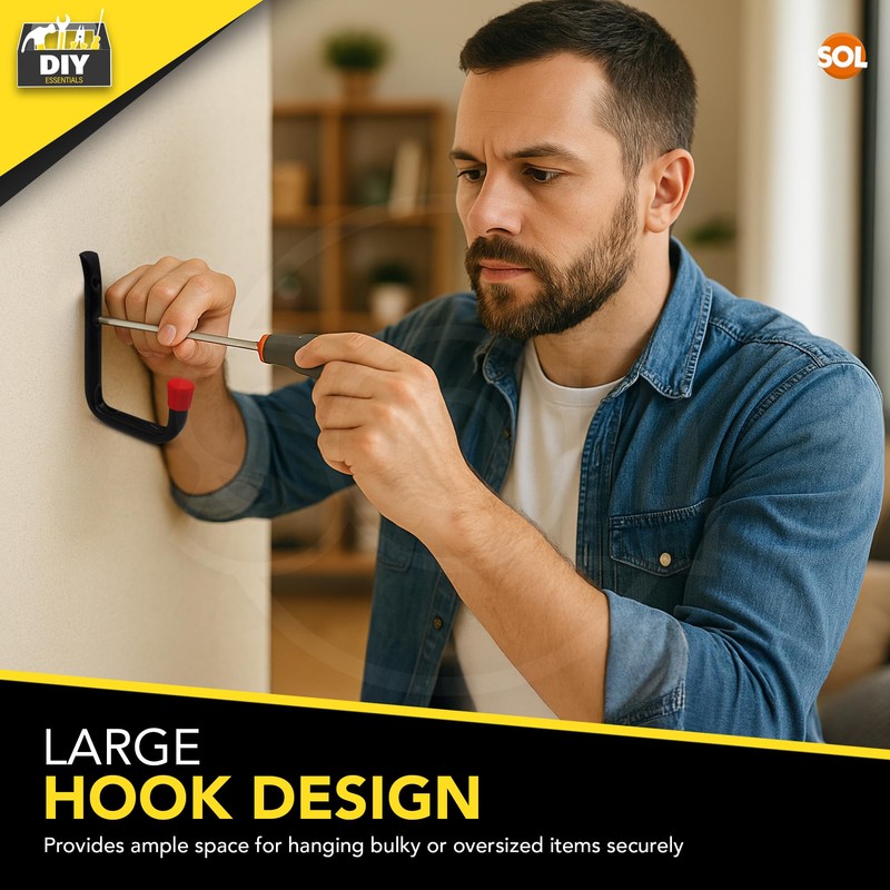 SOL 2pk All Purpose Metal Utility Hook – Heavy-Duty Wall-Mounted