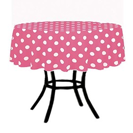 KS Linens Pink and White Polka Dot Round Tablecloth 58"