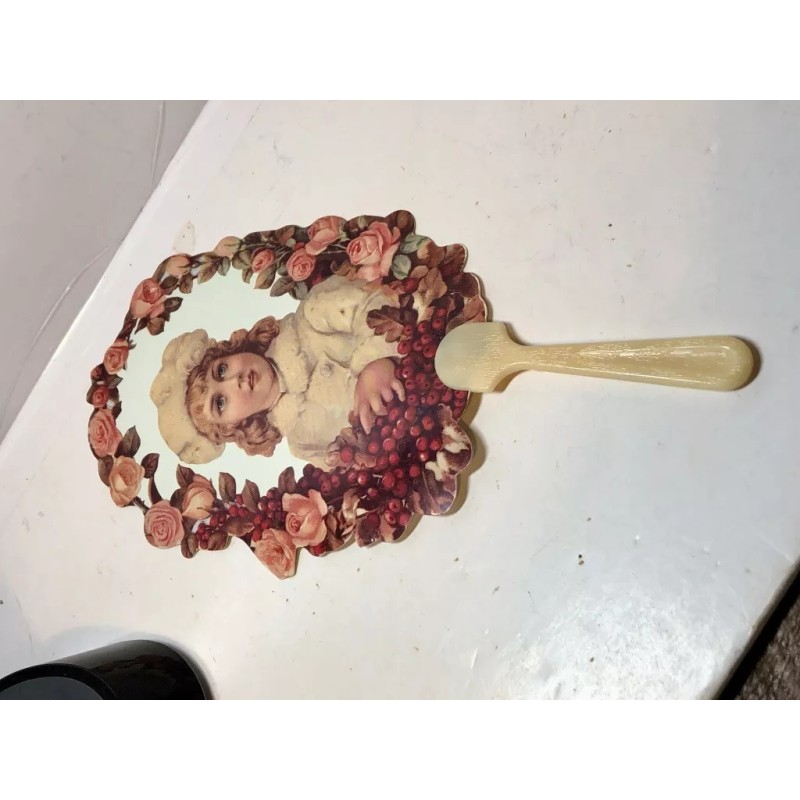 Victorian Die Cut Hand Fan 10 1/2" Tall with Envelope