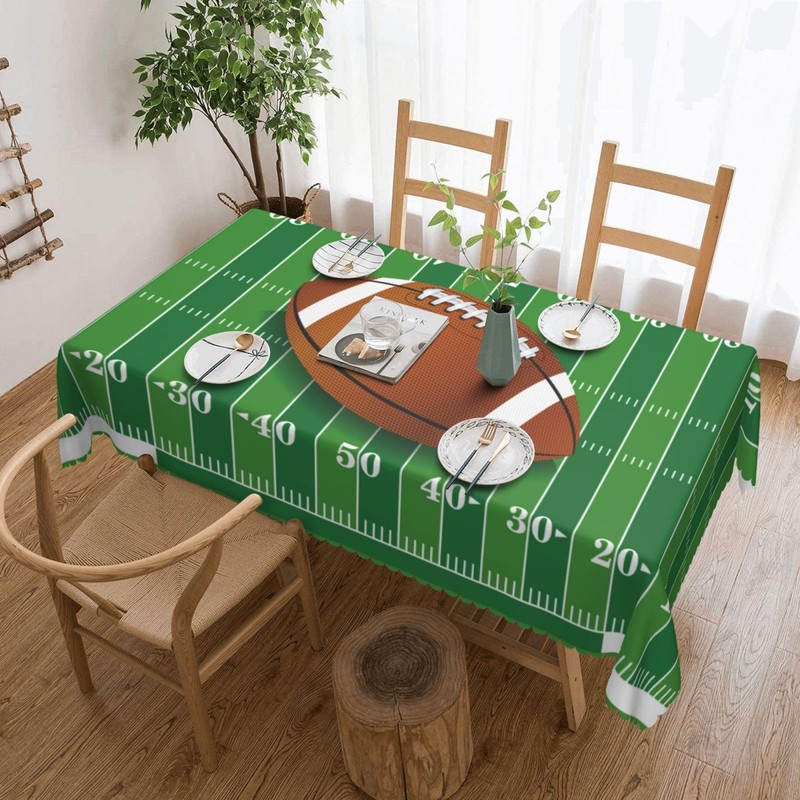 LORCARVIS Football Tablecloth Football Field Polyester Rectangle Table Cloth Washable