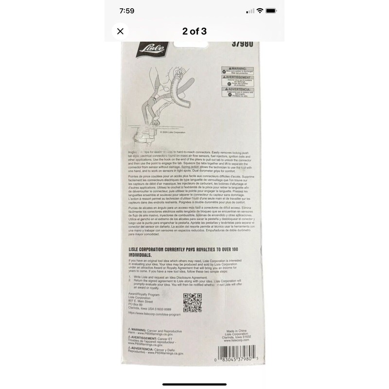 Lisle New Lisle Electrical Disconnect 60 Degree Pliers for Push