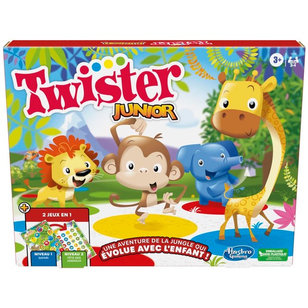 Twister Junior Reversible Mat Jungle Adventure 2 Games in 1 Indoor Group Game for 2 to 4 Players