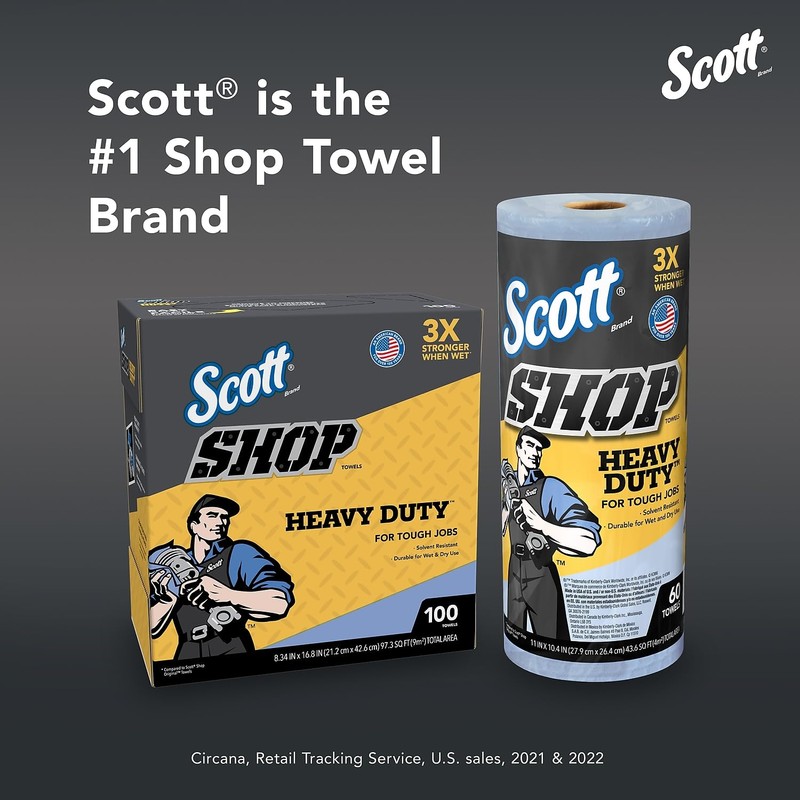 Scott Shop Original Heavy Duty Towels (32992), Blue, Cloth-like Paper