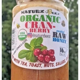 NATURZ BEEZ ORGANIC RAW HONEY & ORGANIC CRANBERRY 1LB / 454g 100% USDA ORGANIC CERTIFIED