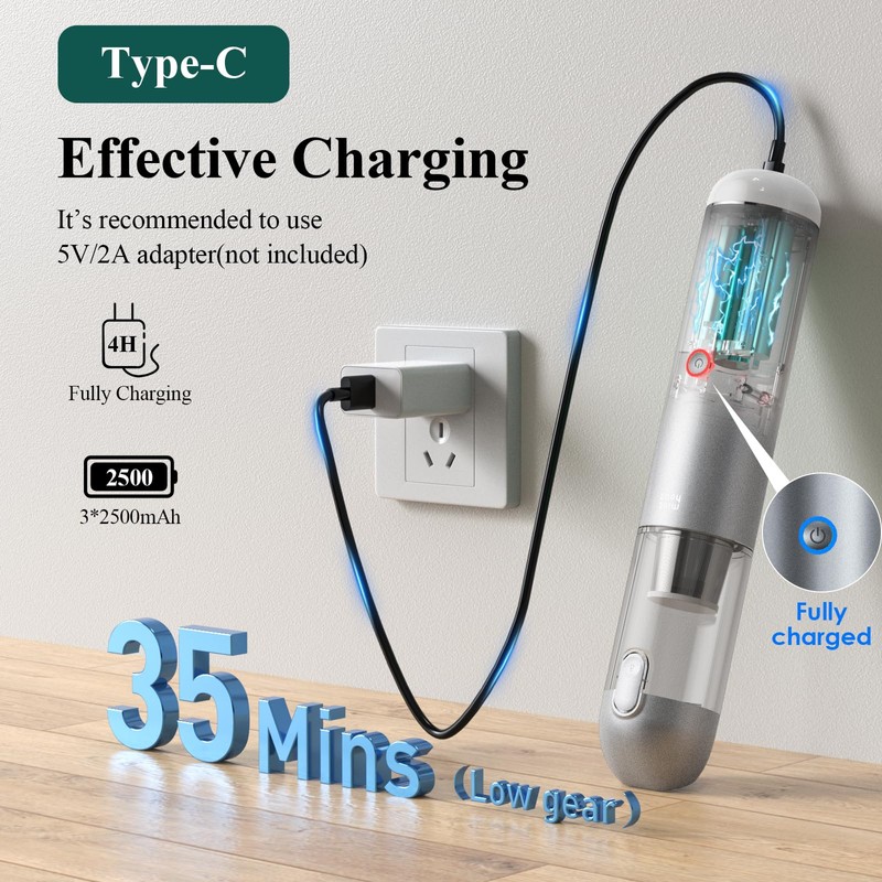 Handheld Vacuum Cordless - 17000Pa Car Vacuum Cleaner High Power