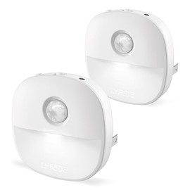 Lyridz Motion Sensor Night Light Indoor, 1-50 lm Dimmable LED Night Lights Plug Into Wall, Bright Plug-in Night Light with Dusk to Dawn Sensor for Stairs, Bathroom, Hallway, Garage, Toilet, (2 Pack)