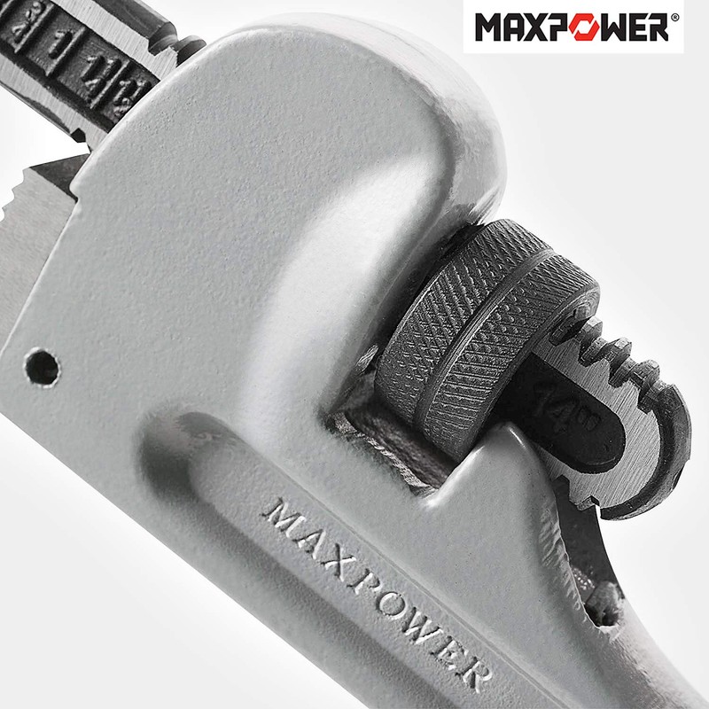 MAXPOWER 14-Inch Pipe Wrench, 40% Lighter Aluminum Plumbing Wrench, Heavy