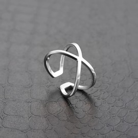 Loqimu 9 Pack Stackable Rings for Women Stainless Steel Rings Aesthetic Adjustable Silver Rings Set for Teen Girls Simple Finger Rings Knuckle Midi Rings Size 9 8 7 10 Vintage Jewelry Rings