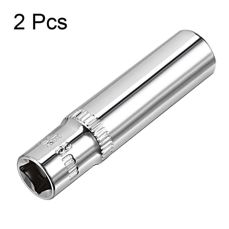 sourcing map 2 Pcs 1/4 Inch Drive 8mm 6-Point Deep