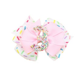 PandaEar Birthday Hair Bow for Baby Girls 1 2 3 4 5 6 Years Pink Sprinkle Decorations Confetti Hair Accessories for Birthday Party, Photoshoot Pink-3