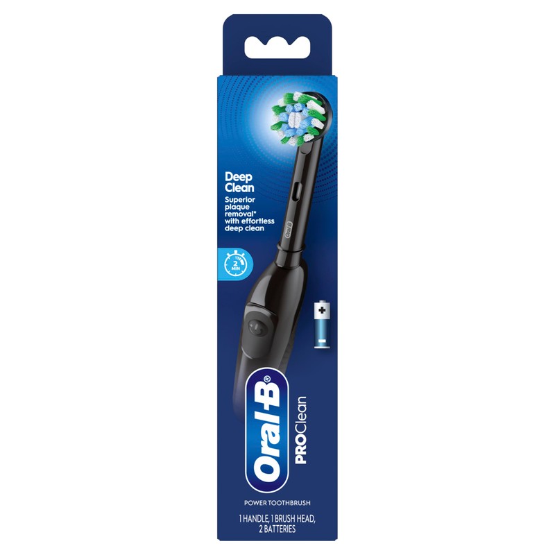 Oral-B Pro 100 CrossAction, Battery Powered Toothbrush, Black, 1 Count