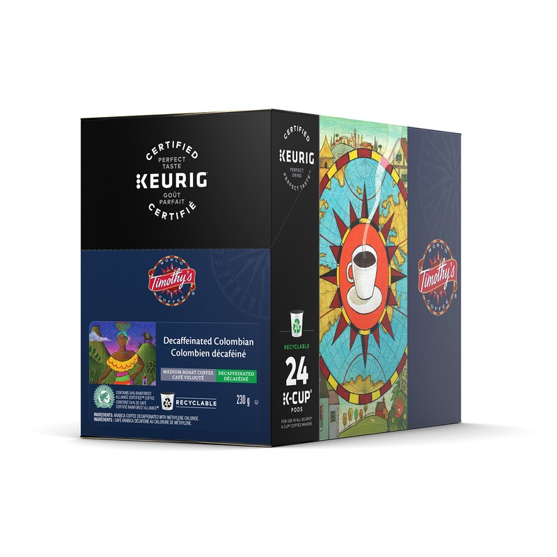 Timothy's World Coffee Decaf Colombian K-Cup Coffee, 24 Count (Pack