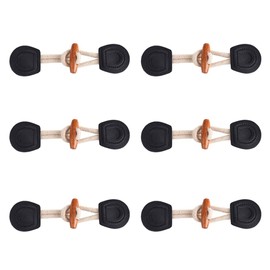 ccHuDE 6 Sets Sew-On Toggle Closure with Wooden Horn Button for Coat Jackets Clothing Sewing DIY Crafts Black