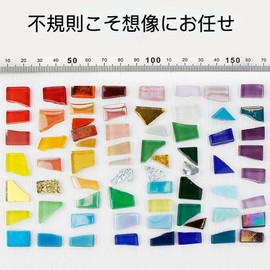 CarAngels Glass Mosaic Tiles Assorted Colors Random 500g Irregular Cut DIY Interior Decoration Handmade Craft (Blue Type)