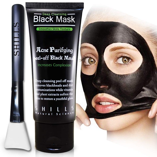 SHILLS Charcoal Face Mask, Blackhead Remover Mask, Charcoal Mask, Blackhead Peel Off Mask, and Brush Kit