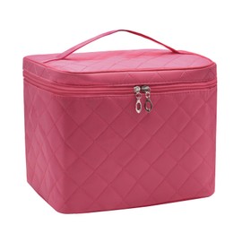 Large Make Up Bag,Portable Cosmetic Bag with Handle Zipper Waterproof Make Up Organizer Bag Travel Toiletry Bag for Women Girls (Light RED)