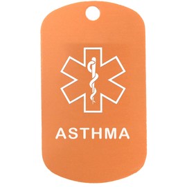 Custom 2 Pack - Asthma Medical Alert ID Necklaces with Copper Custom Tags, Yellow Silencers, and 30'' USA Chains