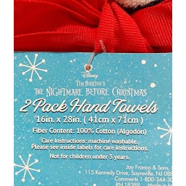 Nightmare Before Christmas Jack Skellington 2 Pack Hand Towels