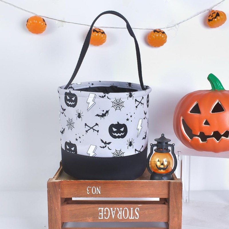 Halloween Bucket for Trick or Treat,Durable Candy Gifts Basket Tote